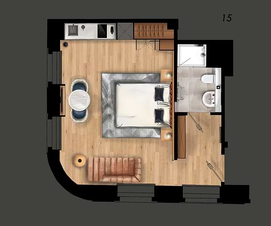 Studio with Sofa Bed - Layout