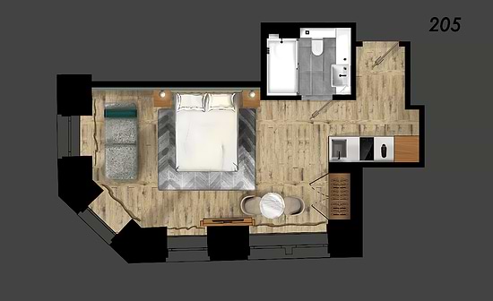 Studio with Sofa Bed - Layout