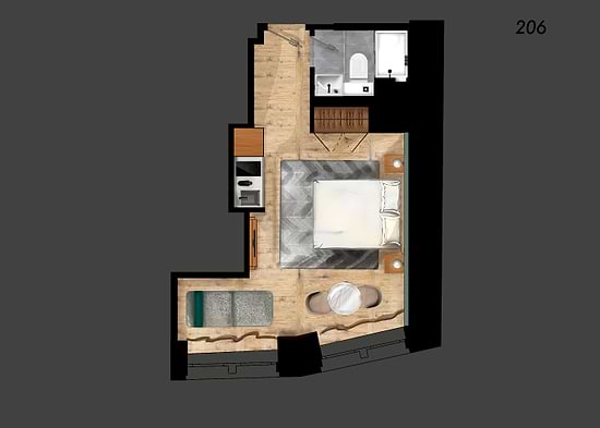 Studio with Sofa Bed - Layout