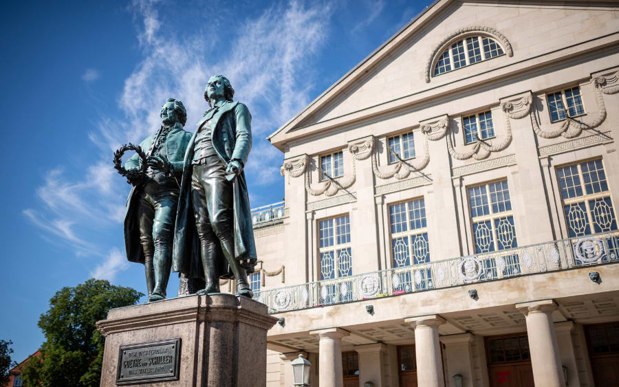 The well-preserved façade of Friedrich Schiller's former home in Weimar, reflecting 18th-century design elements