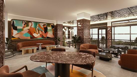 Lobby seating area at Leonardo Boutique Hotel Venetian Nicosia.
