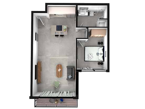 One Bedroom Apartment with Balcony - Layout