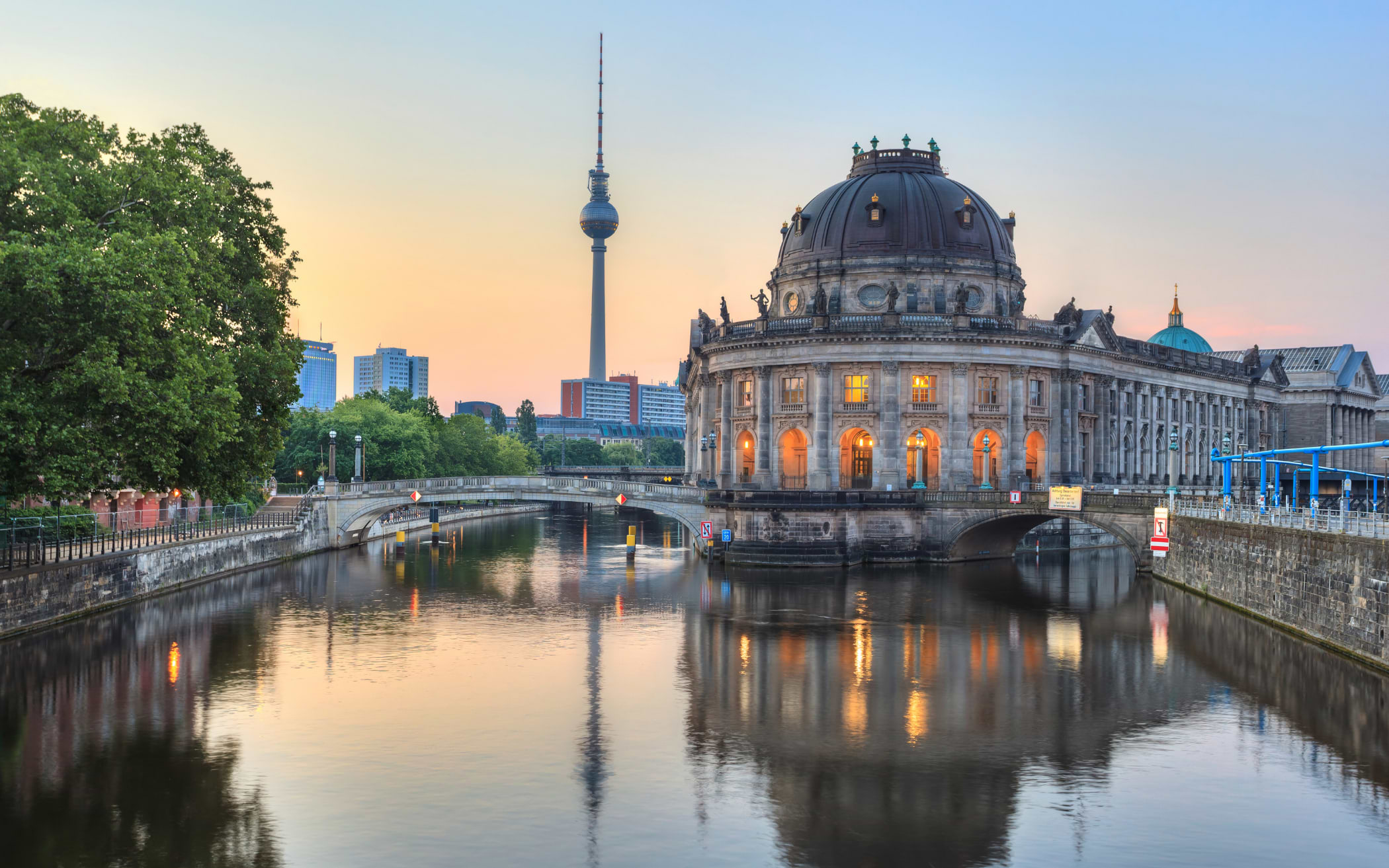 Berlin city center in the dusk