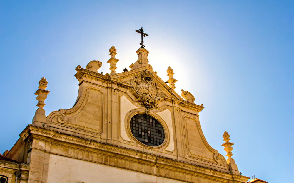Facade of São Domingos Church (Igreja de São Domingos), Lisbon, Portugal.