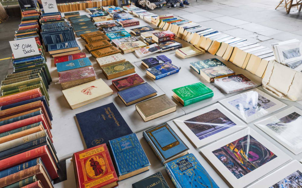 Vintage books in the Amsterdam flea market