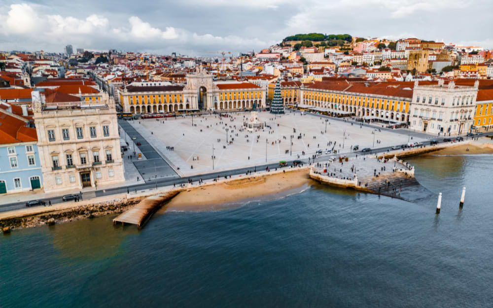 Aerial view of Praça do Comércio in Lisbon