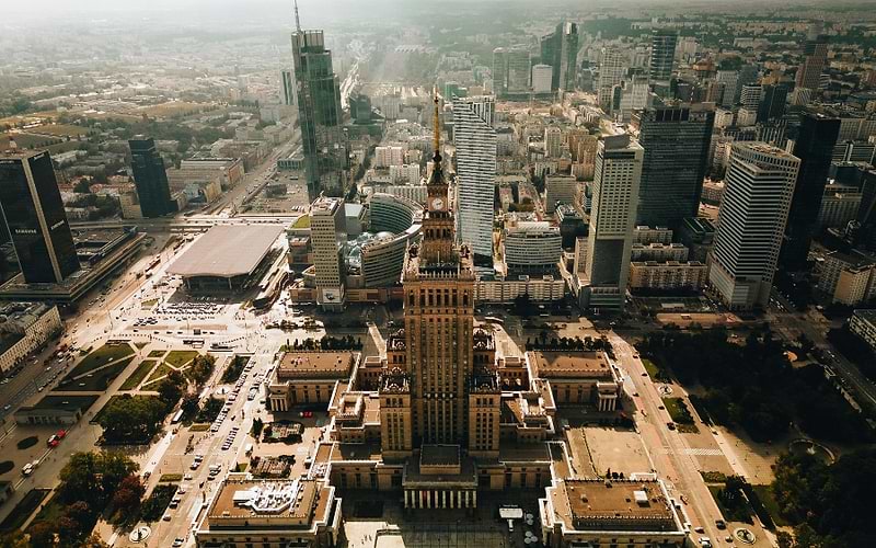Skyline view of Warsaw, Poland