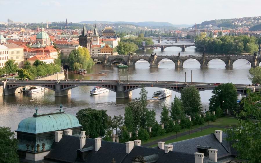 Panoramic view of Prague from Letna Park