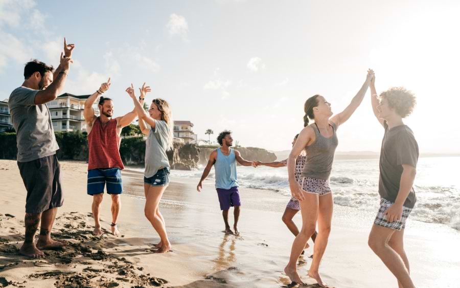 Employees enjoying team building event on the beach in Limassol, Cyprus