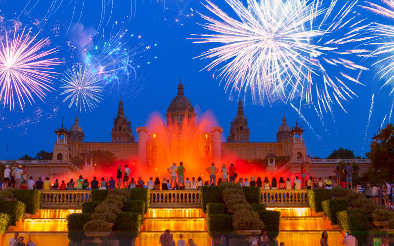 Magic Fountain Show at night, Barcelona