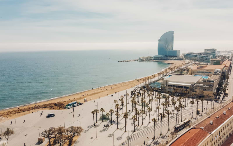 Skyline view of the Barceloneta Beach, Barcelona