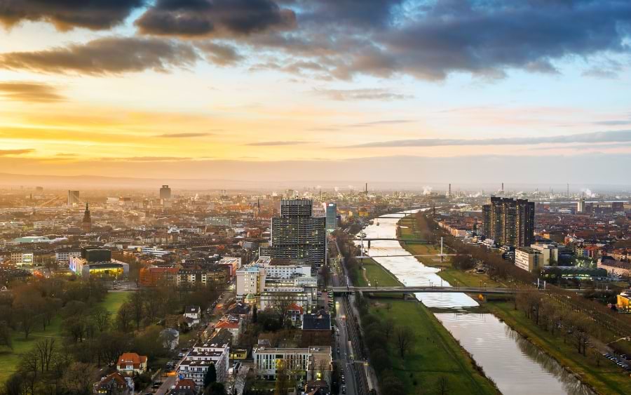 Neckar River crossing Mannheim city
