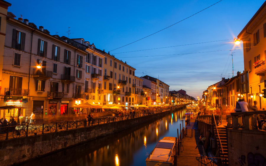 Navigli at night, Milan