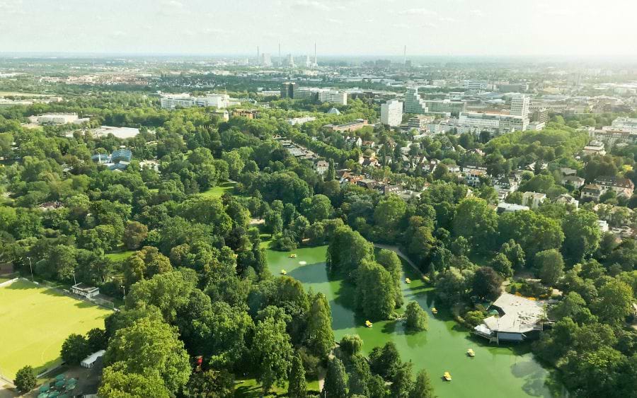 Panoramic view of the Luisenpark, Mannheim