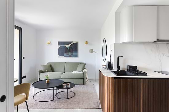 One Bedroom Apartment with Balcony - Setting area and Kitchen