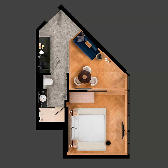 Deluxe One Bedroom with Single Sofabed - Layout