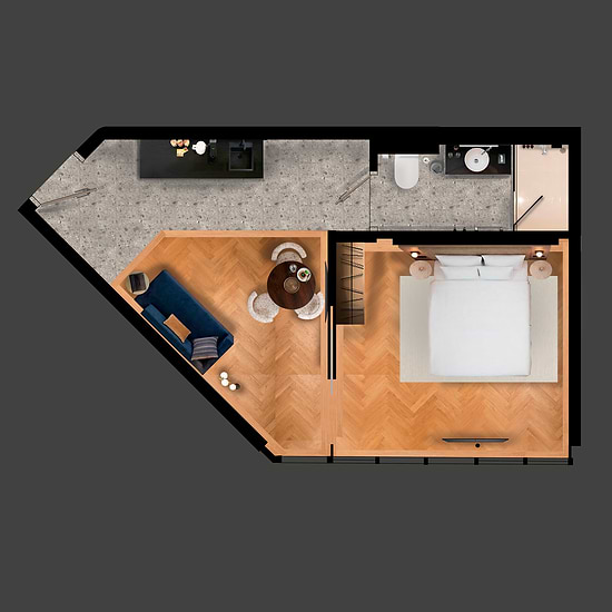 Deluxe One Bedroom with Single Sofabed - Layout