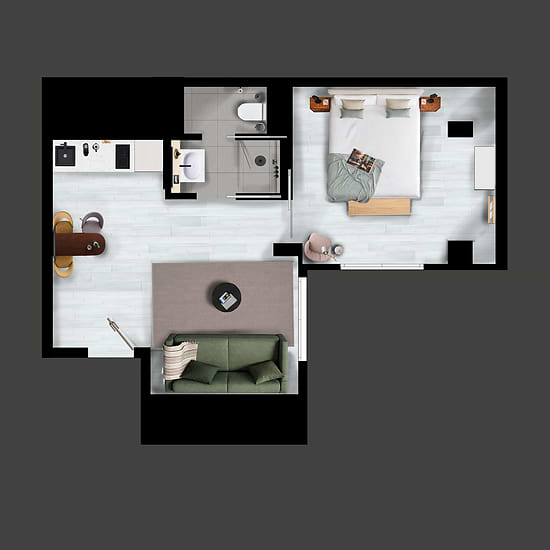 Interior One Bedroom Apartment - Layout