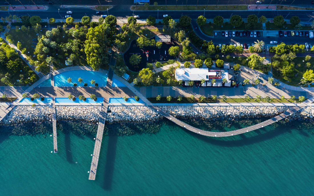 Aerial view of Limassol beachfront, Cyprus