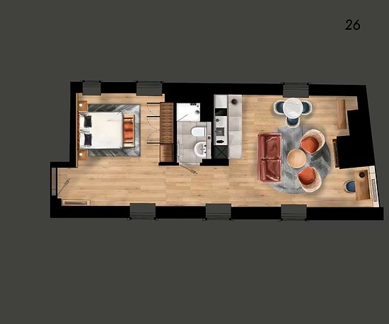 One Bedroom Open Plan - Layout