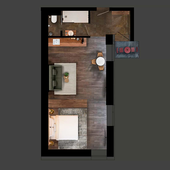 One Bedroom Open Plan Suite - Layout
