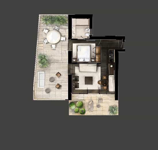 One Bedroom Apartment with Large Terrace - Layout