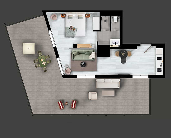 One Bedroom with Large Terrace - Layout