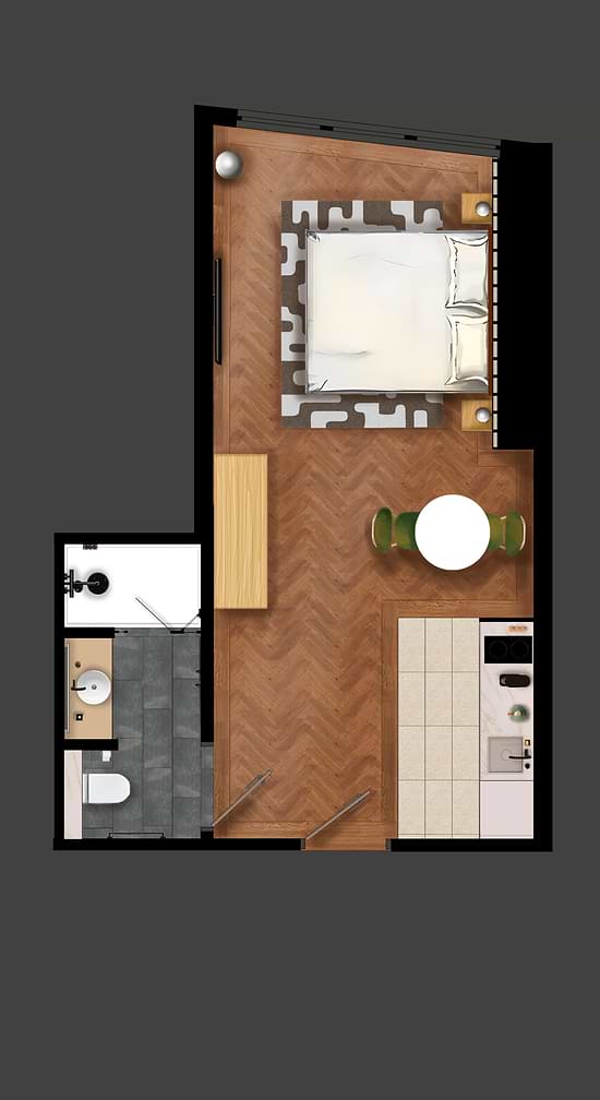 Studio Apartment - Layout