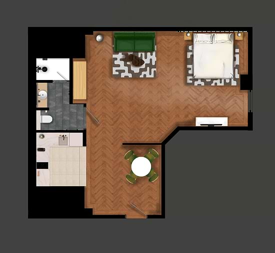 Studio with Sofa Bed - Layout