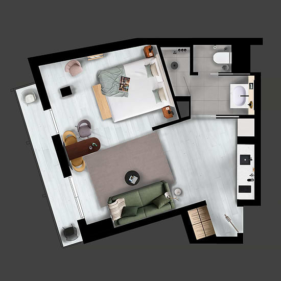 Studio with Balcony - Layout