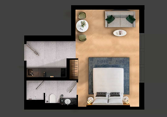 Studio with Sofa Bed - Layout
