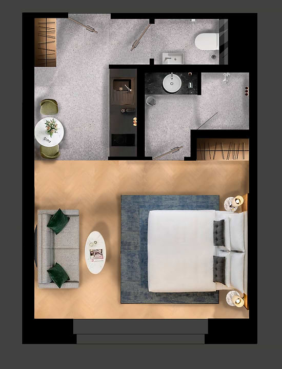 Studio with Sofa Bed - Layout