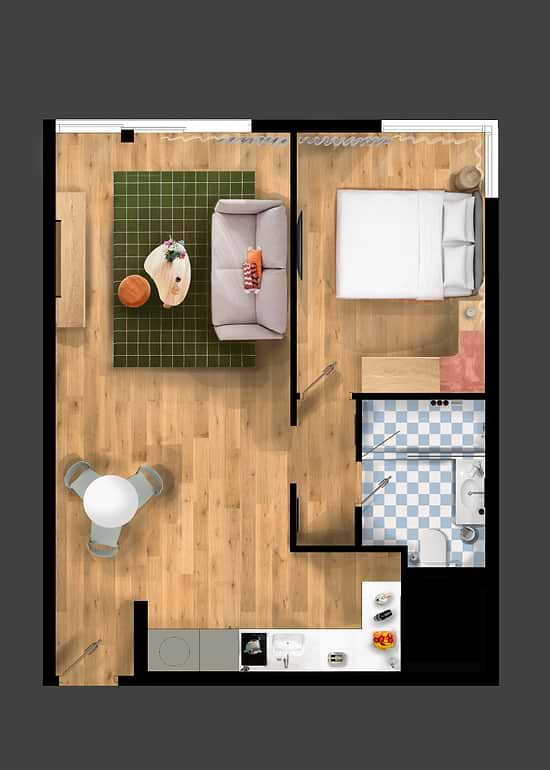 One Bedroom with Sofa Bed - Layout