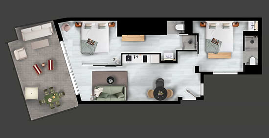 Two Bedroom Apartment with Balcony - Layout